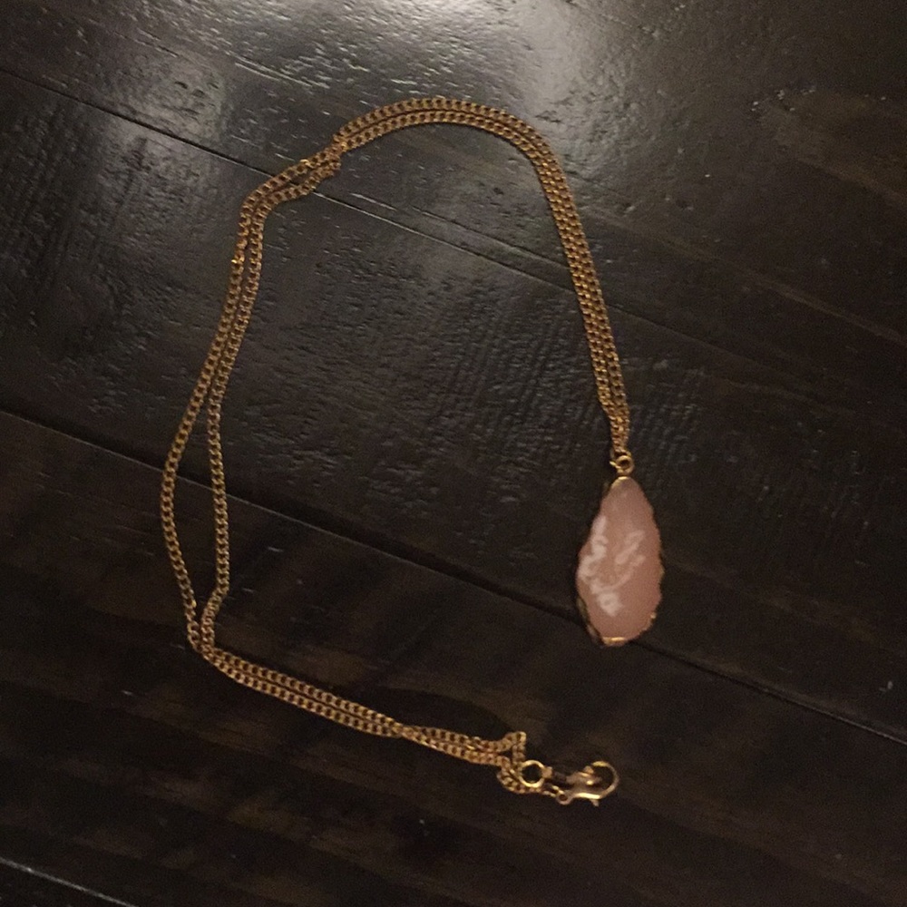 Gold and pink stone necklace